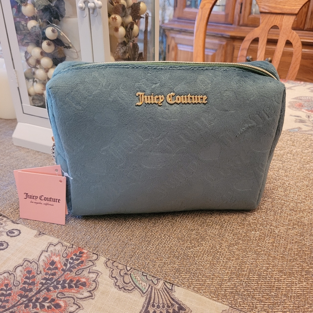Juicy Couture Terry travel cosmetic bag with bottle